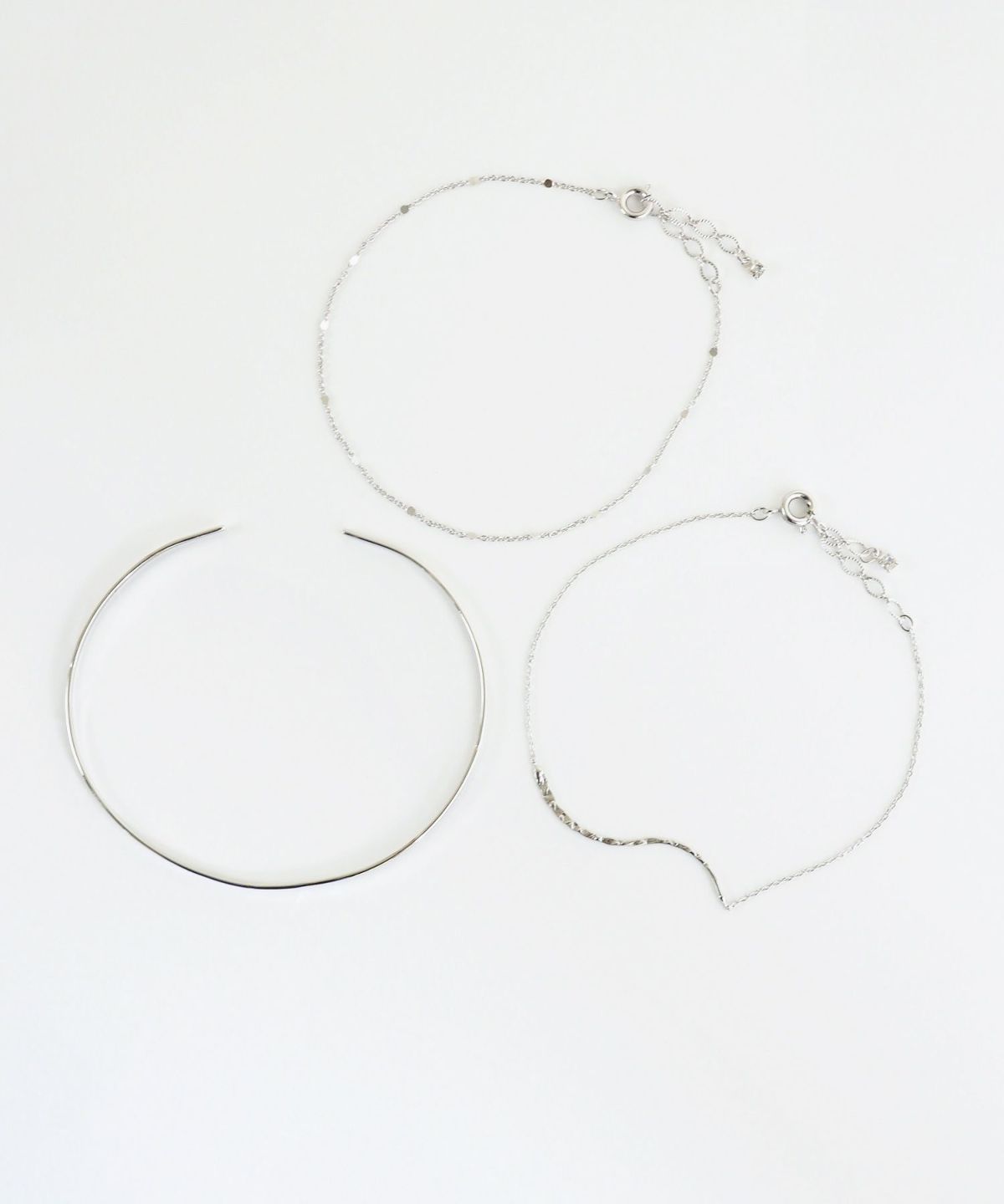 バングル&ウェーブトップチェーンセットブレスレット