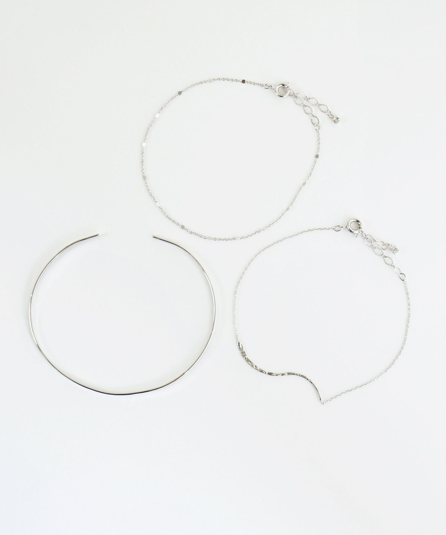 バングル&ウェーブトップチェーンセットブレスレット