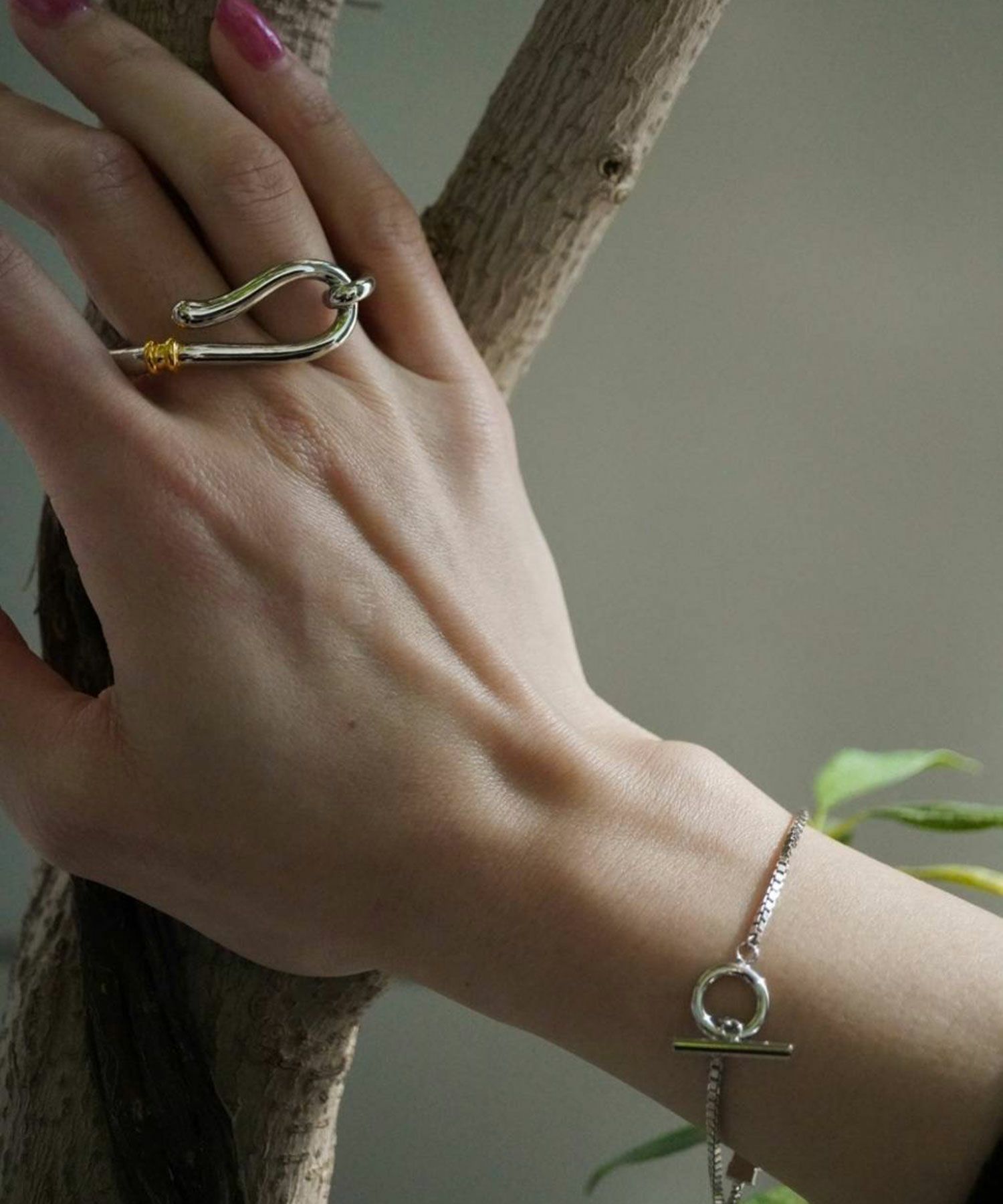 メタルタイルチェーンブレスレット