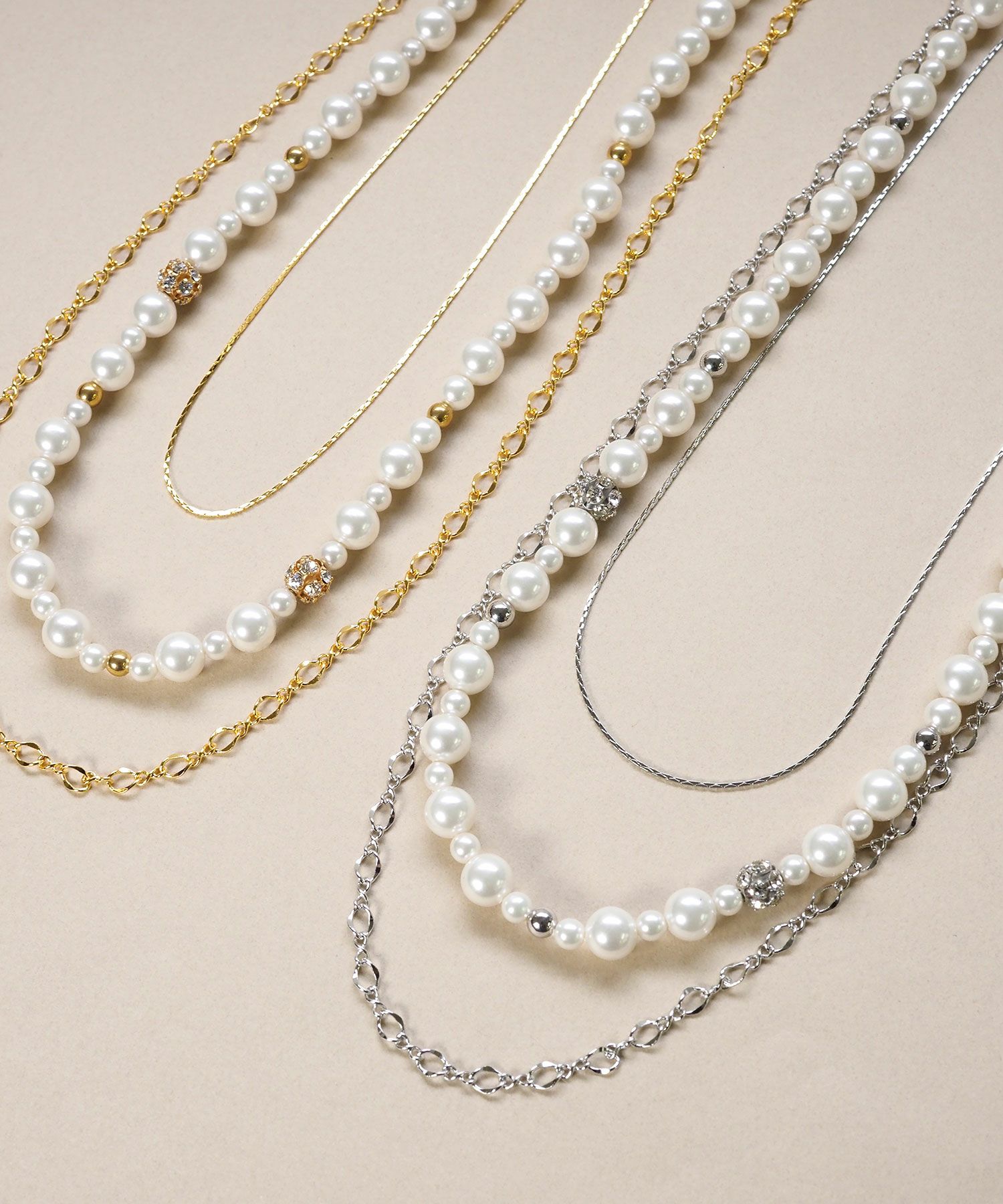 3連ミドルチェーンパールネックレス【MUK voyalibre】