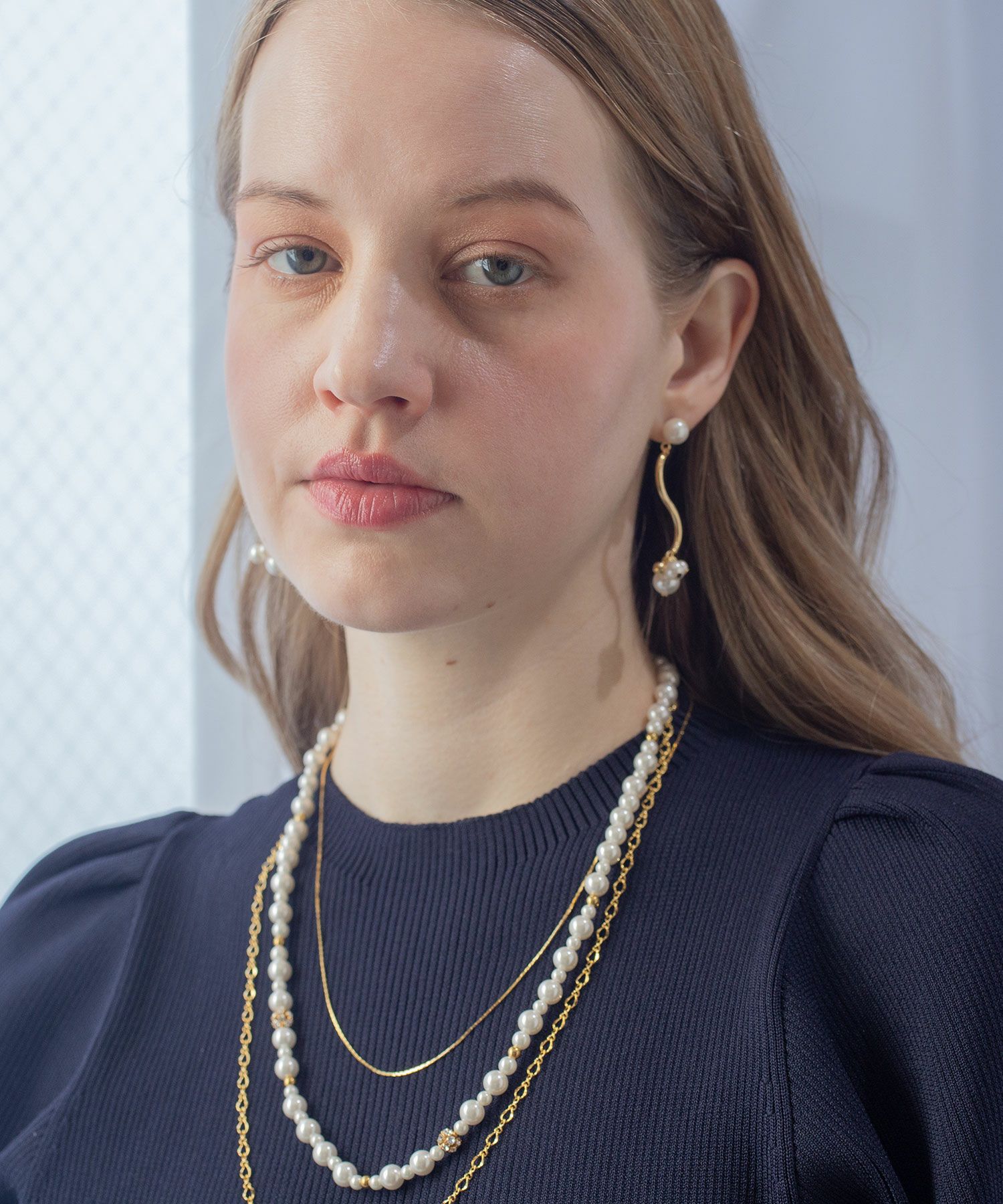 3連ミドルチェーンパールネックレス【MUK voyalibre】