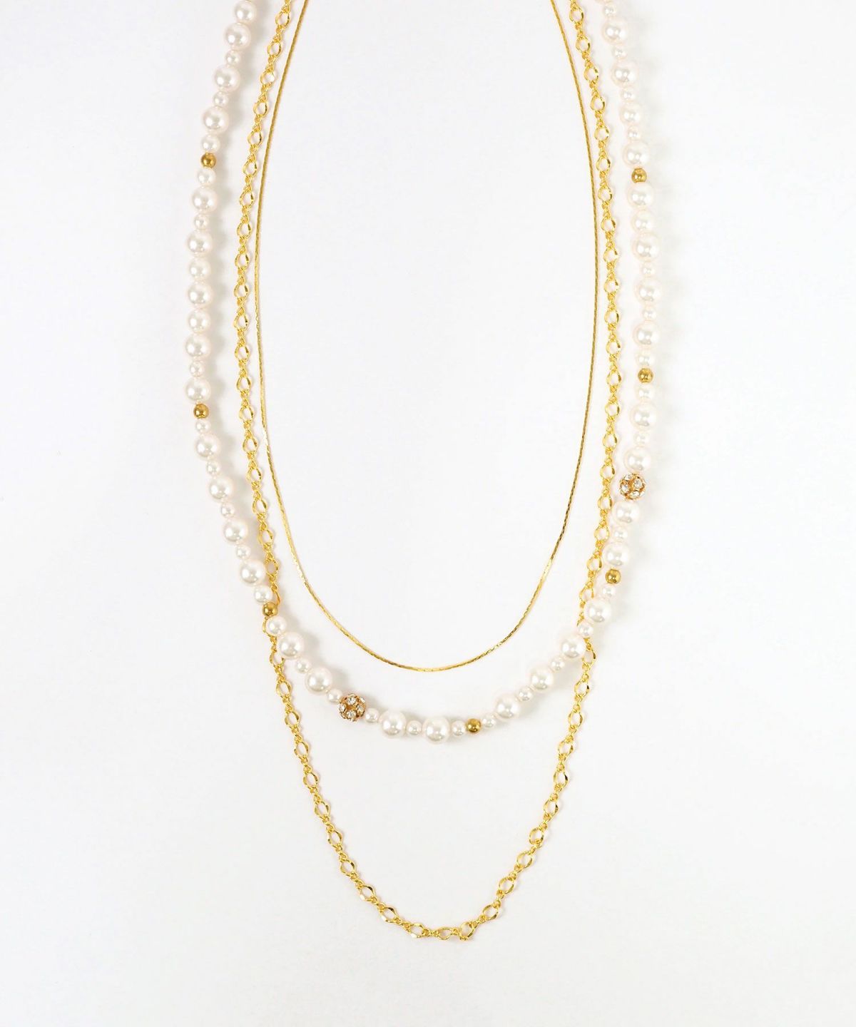 3連ミドルチェーンパールネックレス【MUK voyalibre】