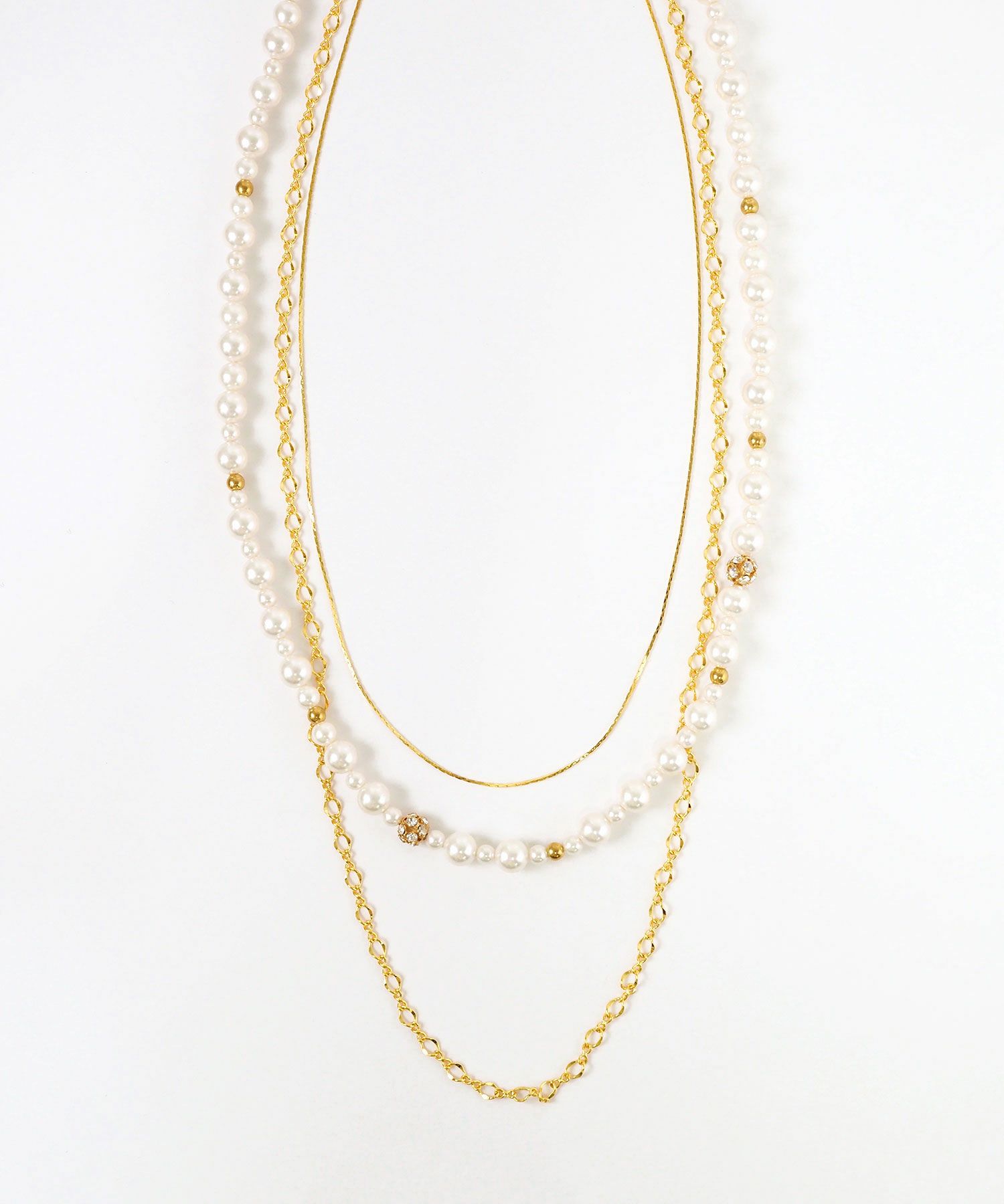 3連ミドルチェーンパールネックレス【MUK voyalibre】