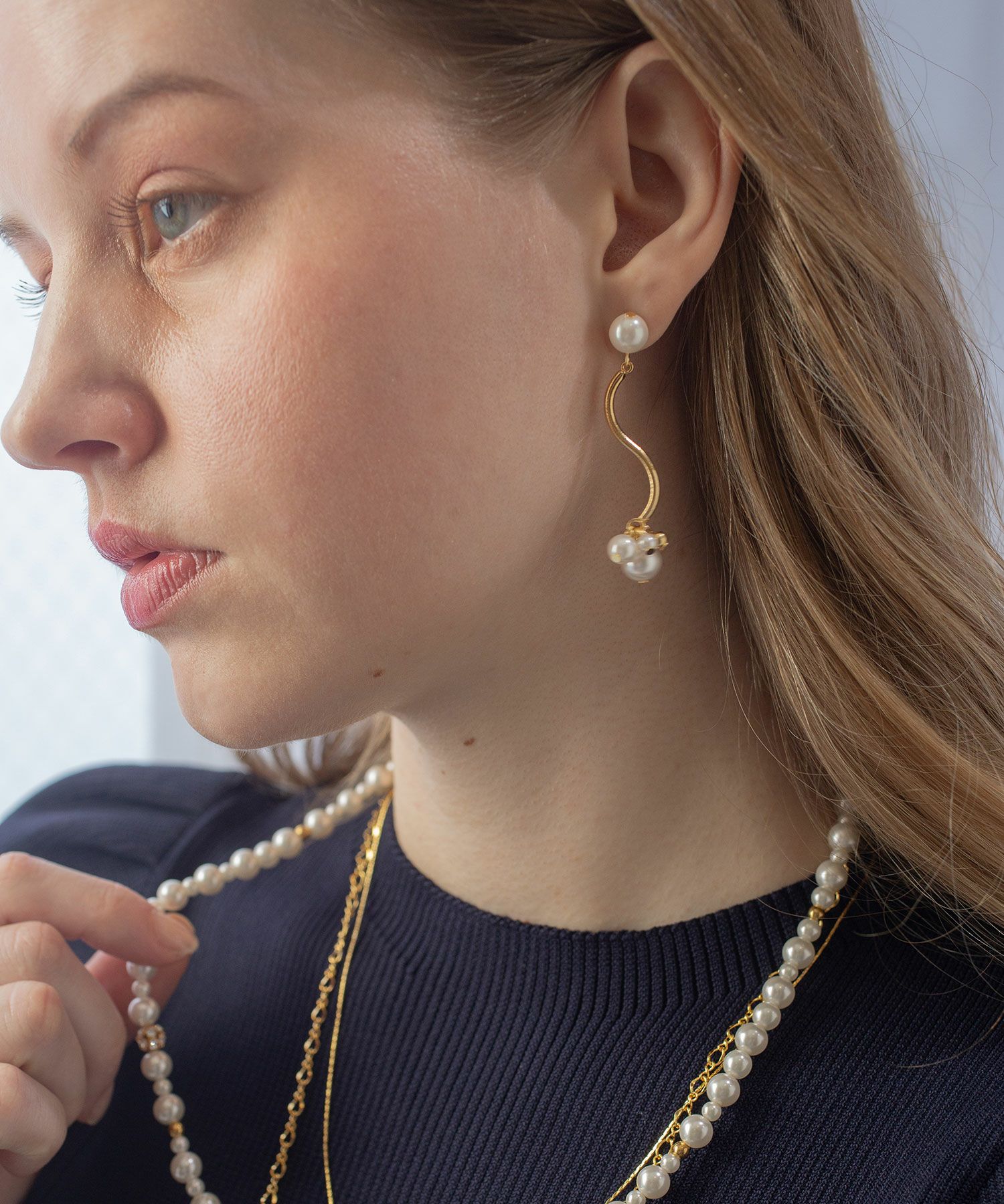 パールウエーブチタンポストピアス【MUK voyalibre】