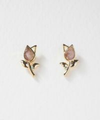 ナチュラルストーンチューリップチタンポストピアス【MUK Dreamy stone】
