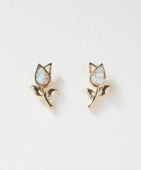 ナチュラルストーンチューリップチタンポストピアス【MUK Dreamy stone】