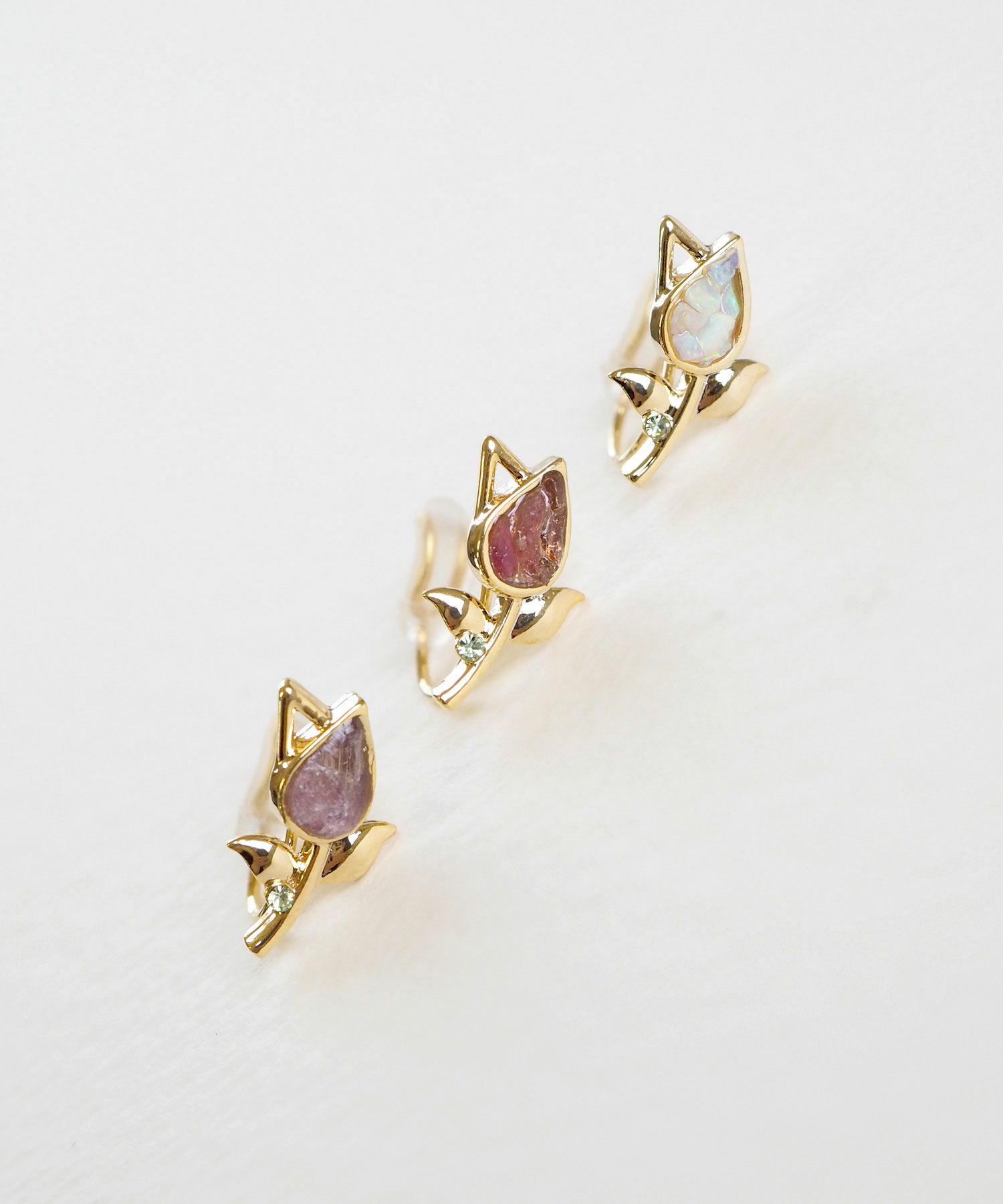 ナチュラルストーンチューリップイヤリング【MUK Dreamy stone】