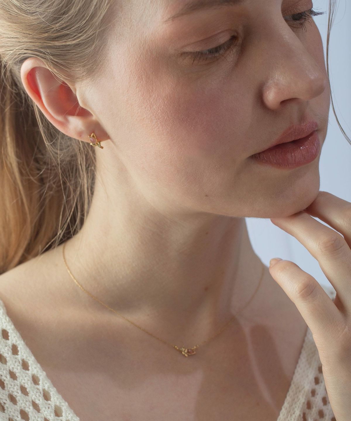 ナチュラルストーンチューリップイヤリング【MUK Dreamy stone】