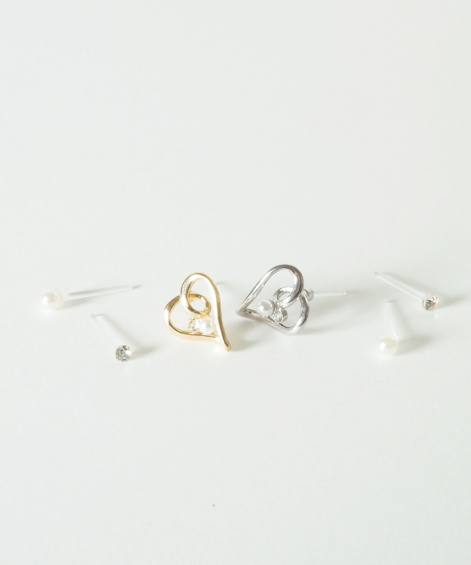 ハートライン抗菌樹脂ポストセットピアス