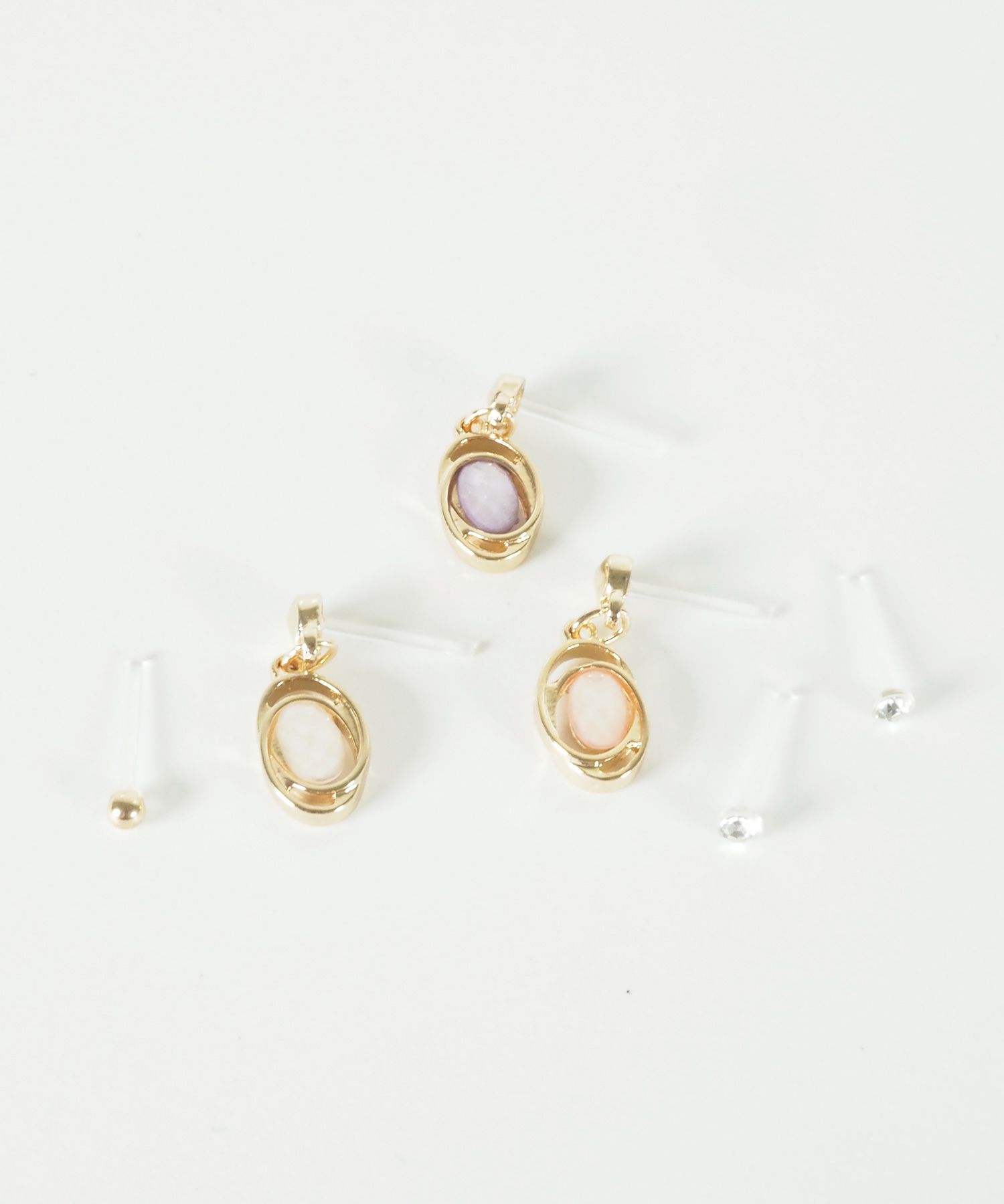 オーバルストーン抗菌樹脂ポストセットピアス