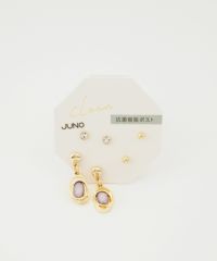 オーバルストーン抗菌樹脂ポストセットピアス