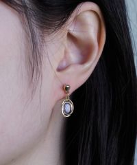 オーバルストーン抗菌樹脂ポストセットピアス