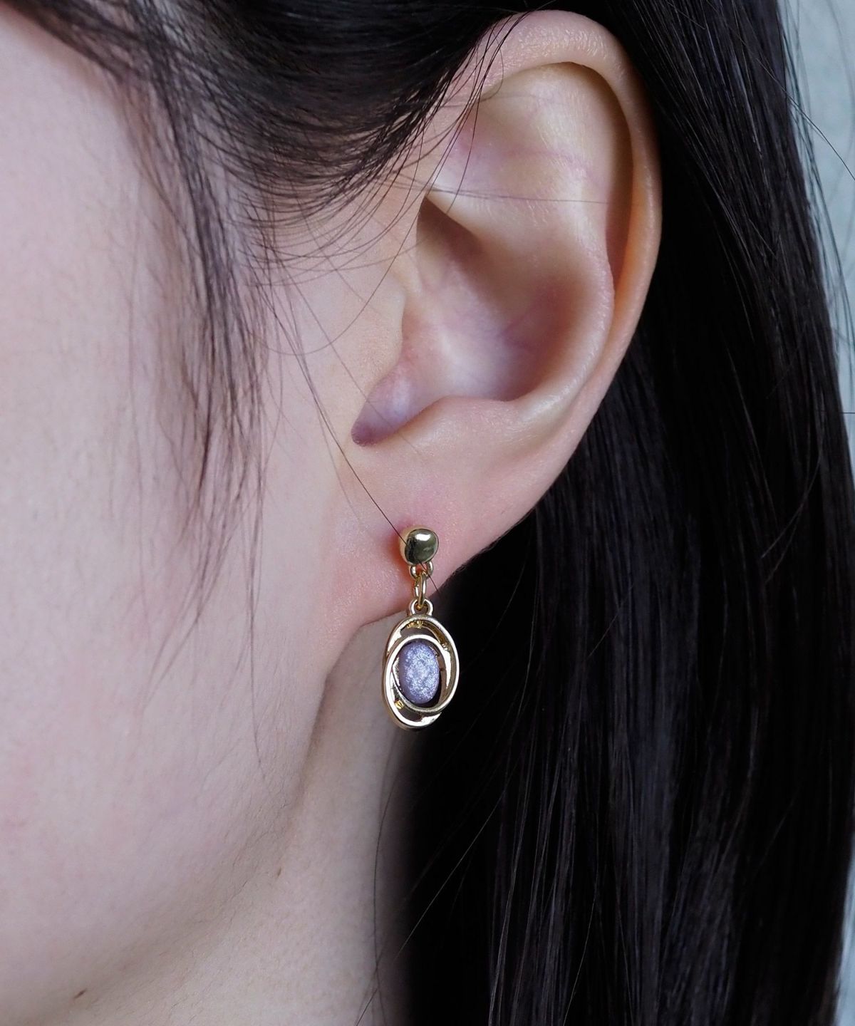 オーバルストーン抗菌樹脂ポストセットピアス