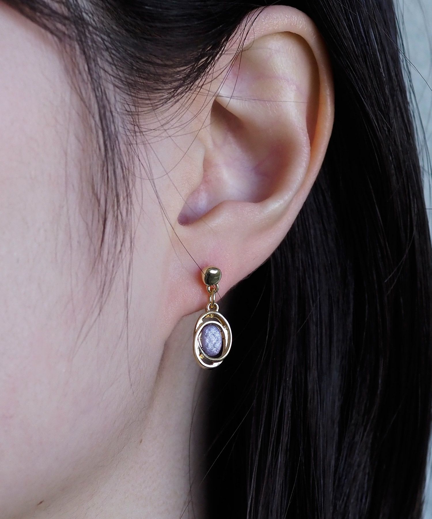 オーバルストーン抗菌樹脂ポストセットピアス