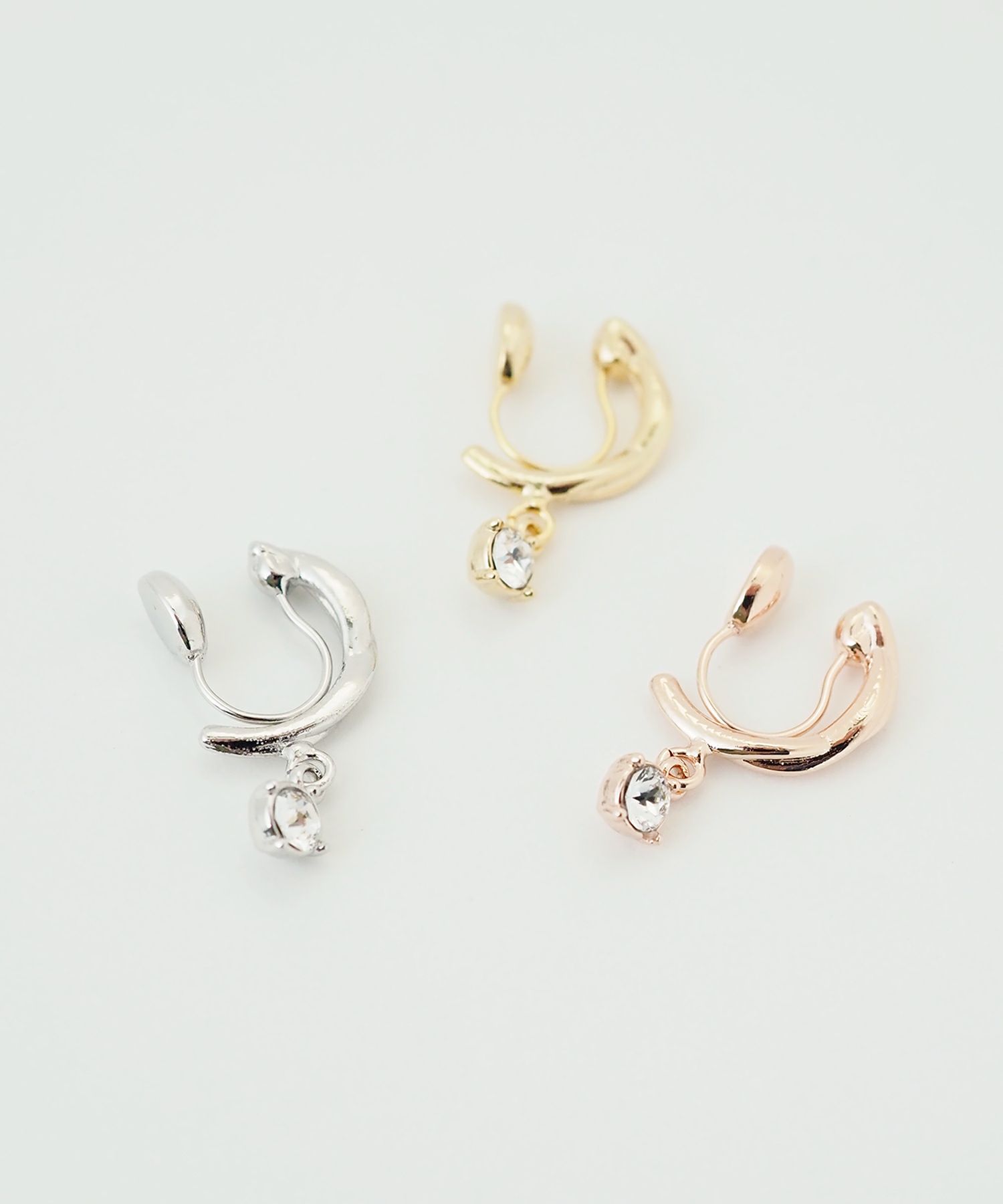 ストーンフープノンホールイヤリング