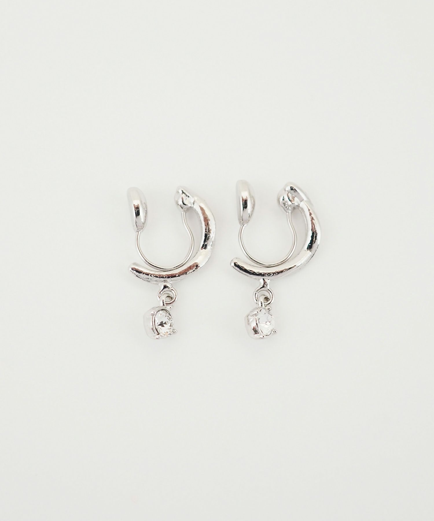 ストーンフープノンホールイヤリング