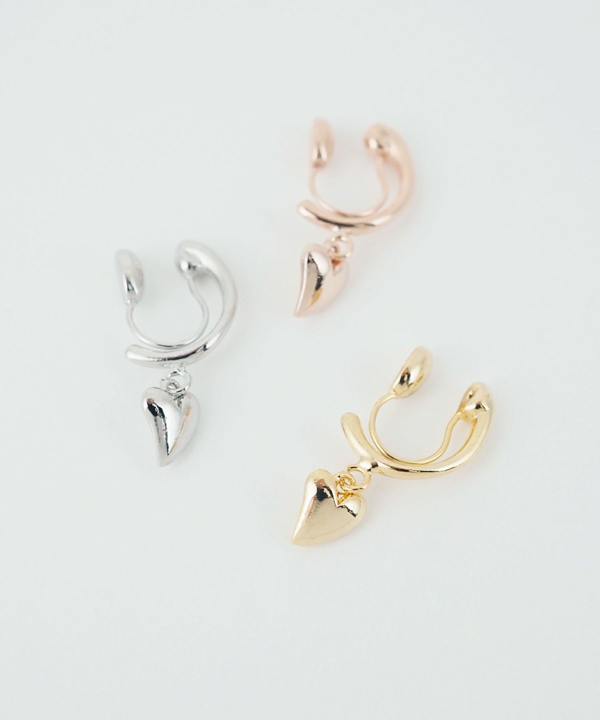 ハートフープノンホールイヤリング