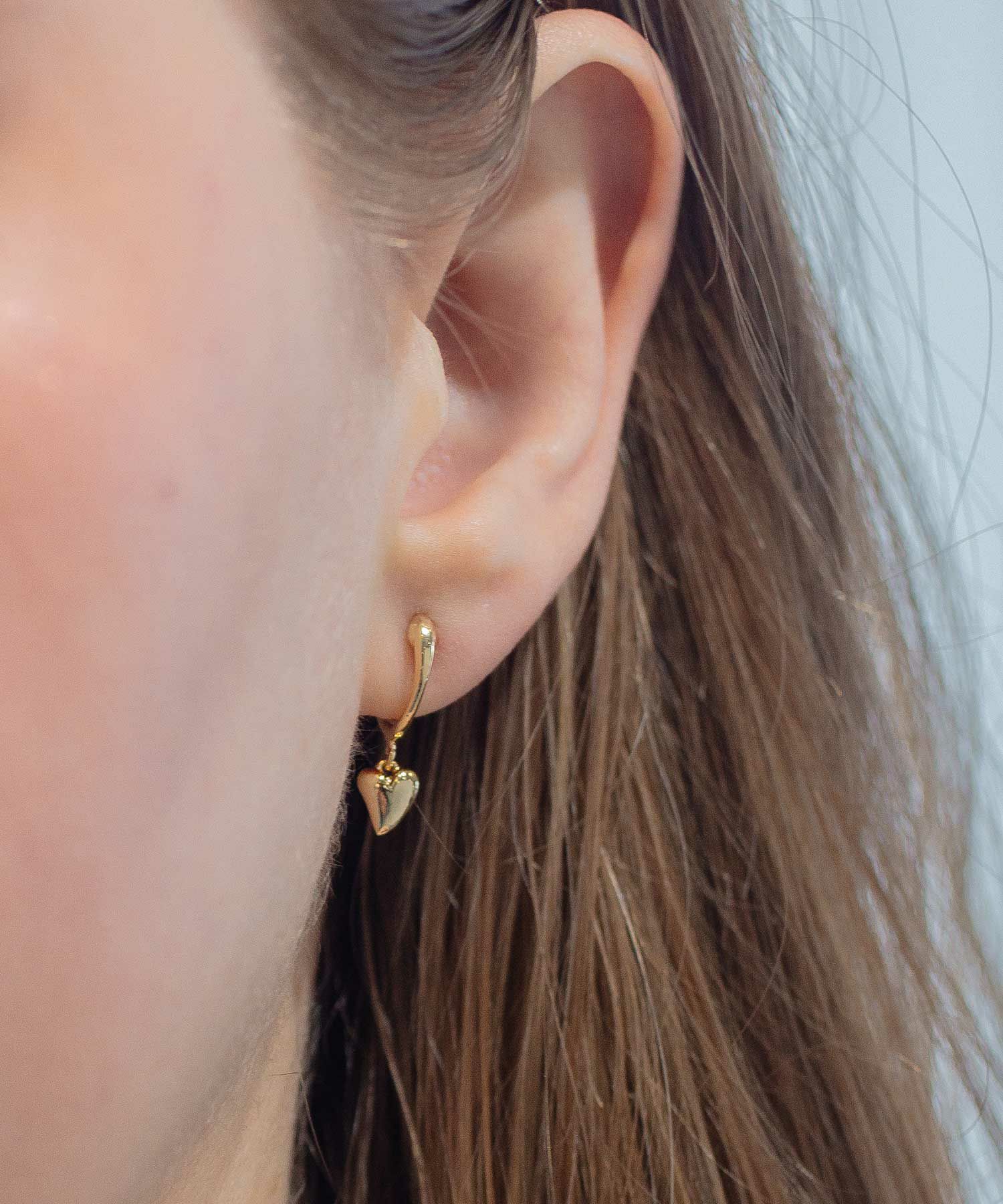 ハートフープノンホールイヤリング