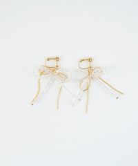 ダブルリボンビーズIMFスプリングイヤリング