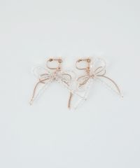 ダブルリボンビーズIMFスプリングイヤリング