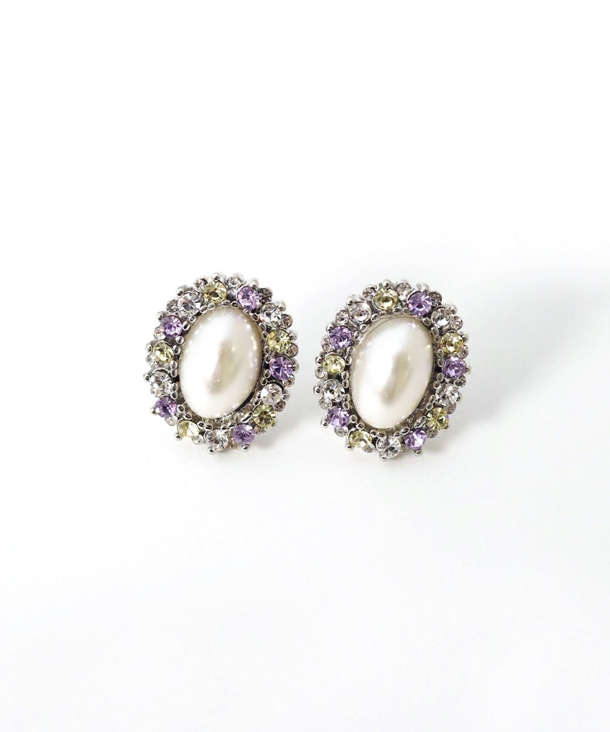 カボションカラービジューチタンポストピアス