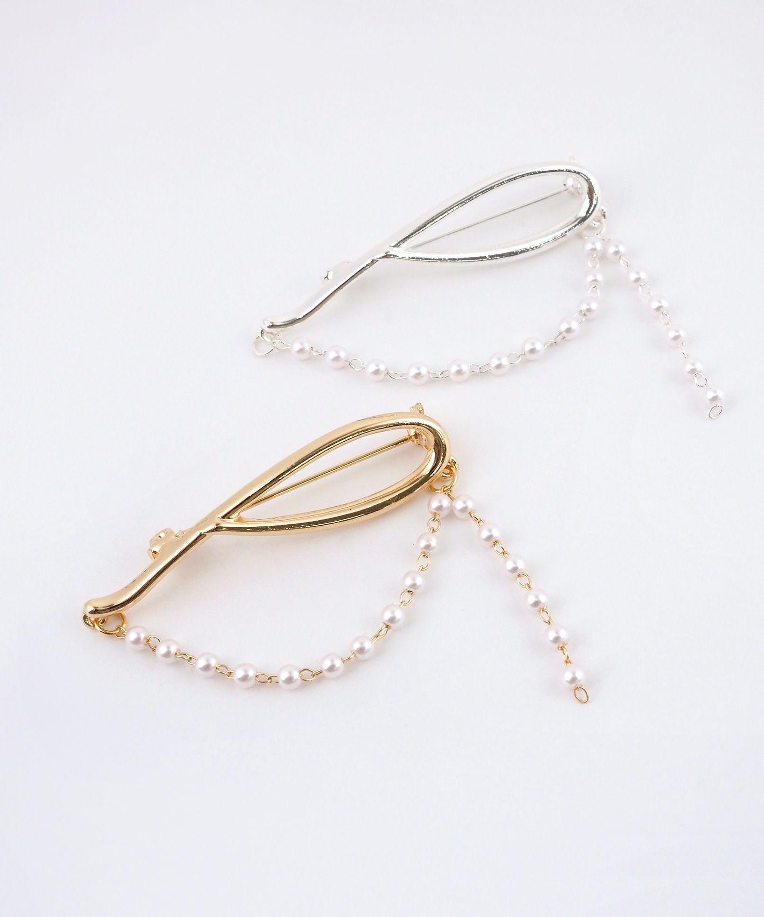 ニュアンスパールチェーンブローチ