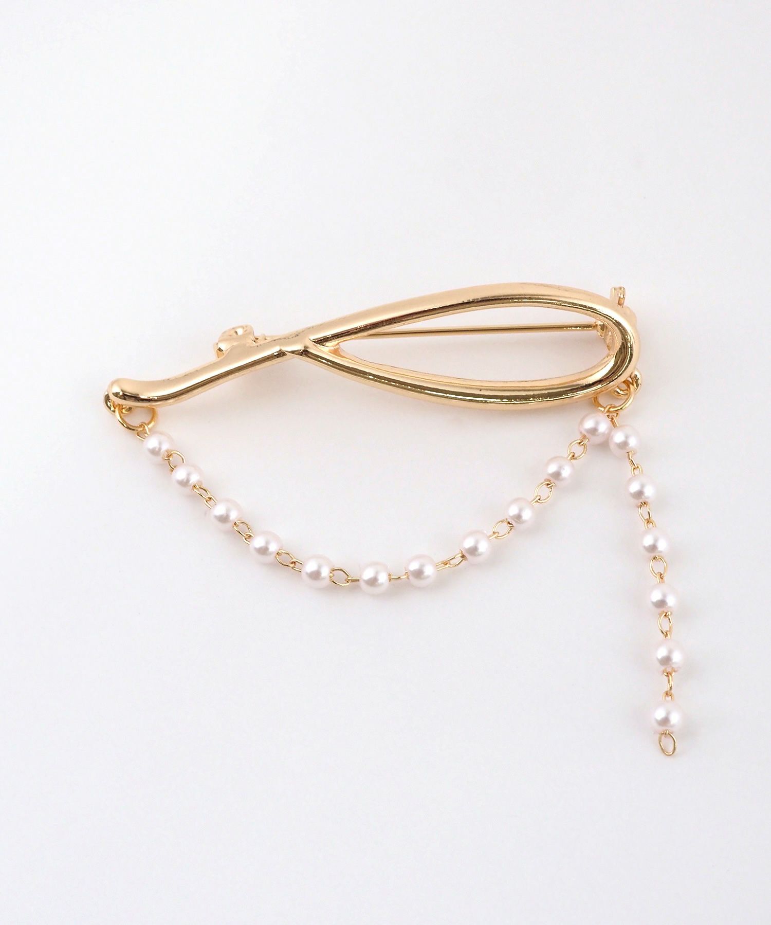 ニュアンスパールチェーンブローチ