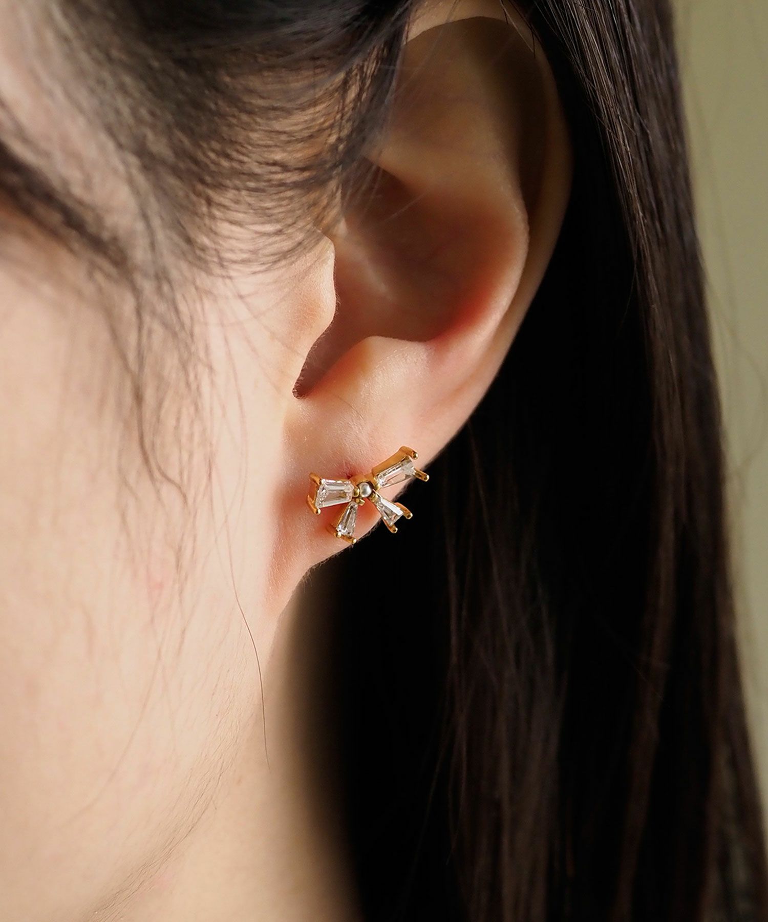 リボンジルコニアサージカルステンレスピアス