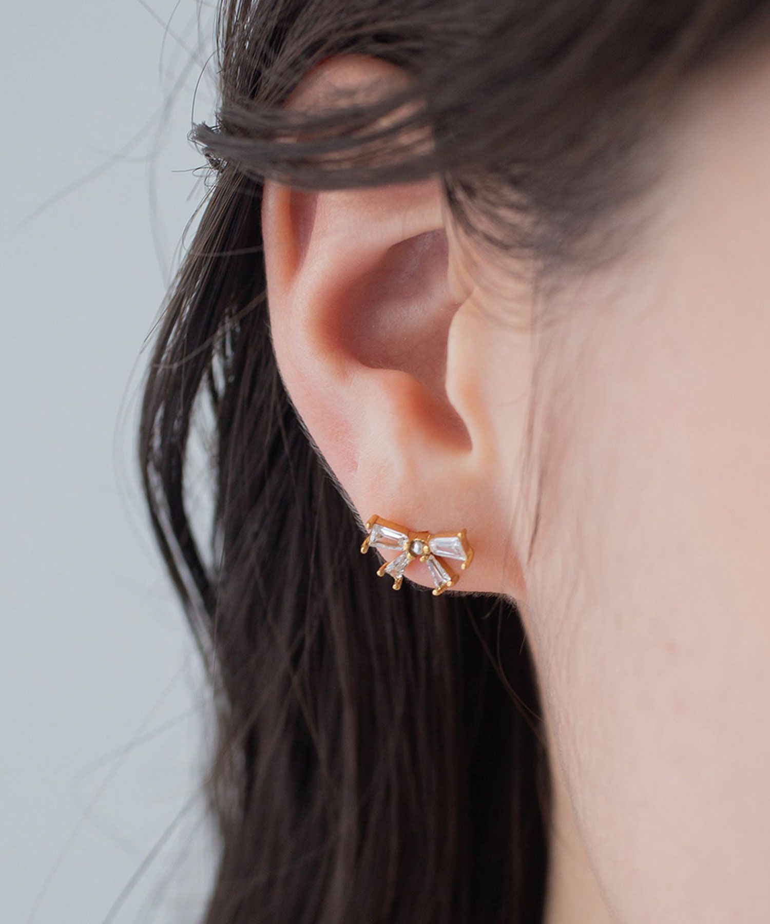 リボンジルコニアサージカルステンレスピアス