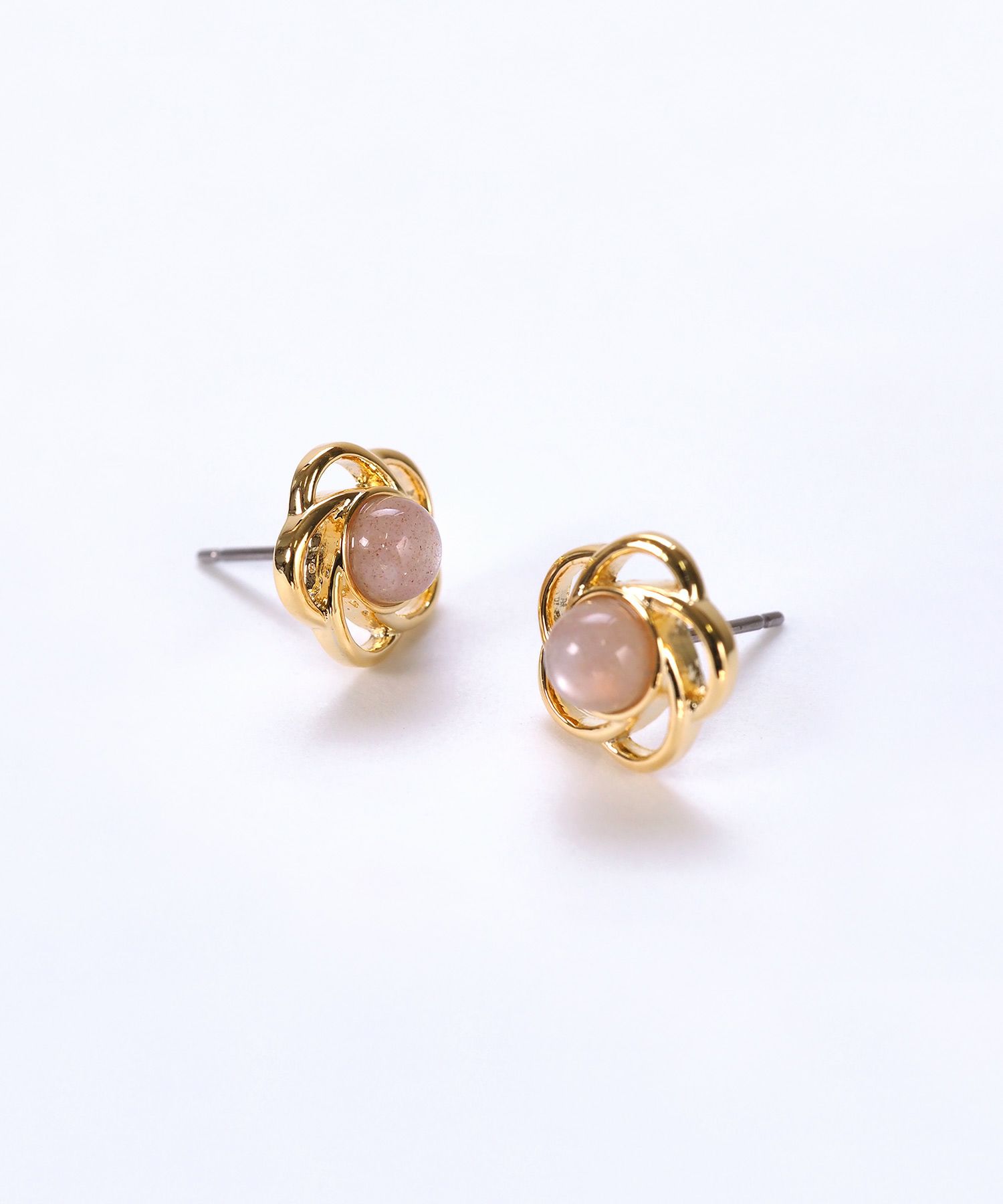 ナチュラルストーンフラワーチタンポストピアス