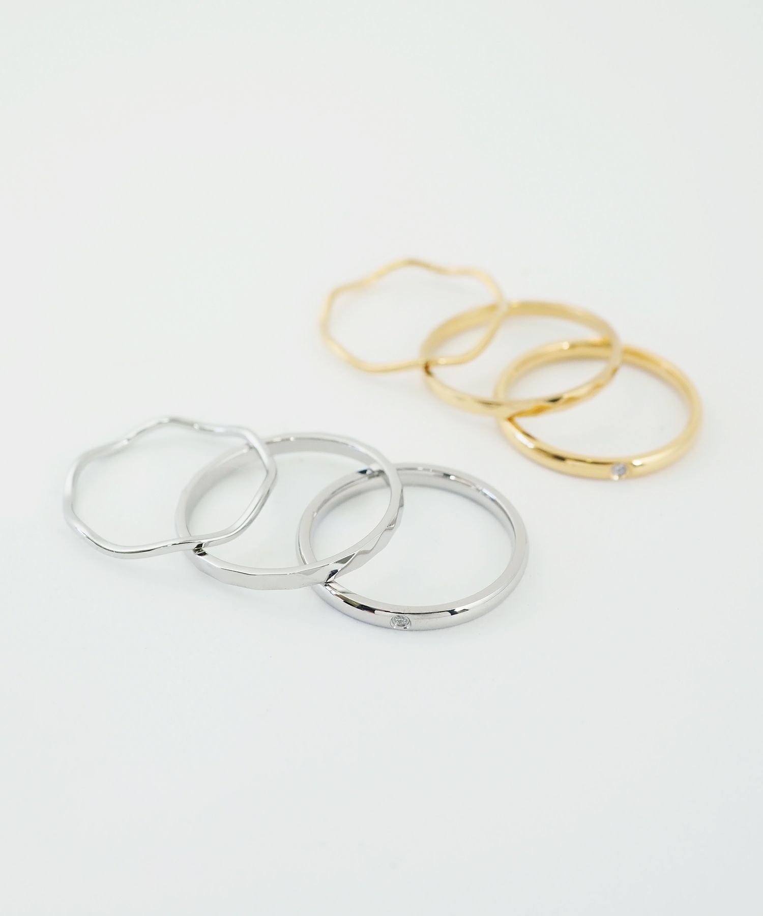 ウェーブステンレスセットリング