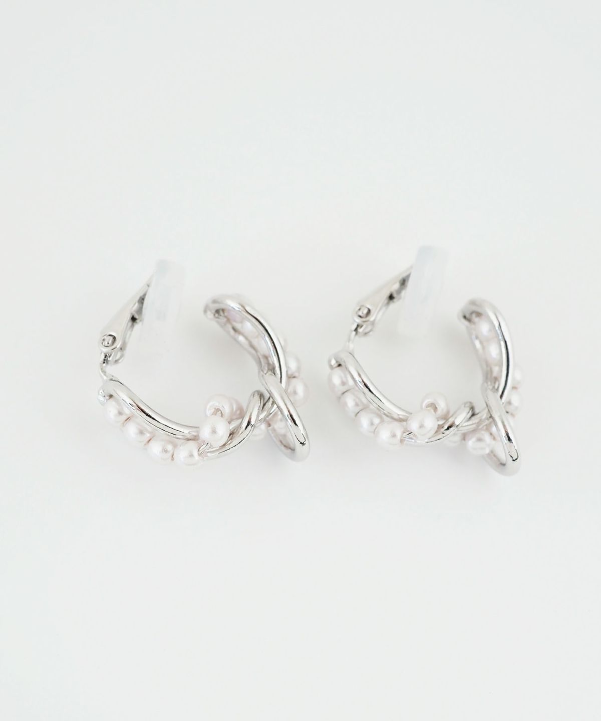 パールメタルフープイヤリング