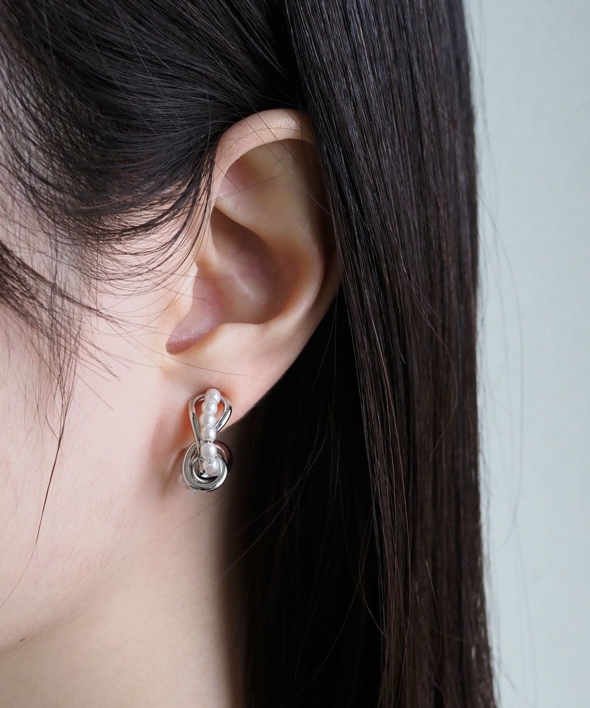 パールメタルフープイヤリング