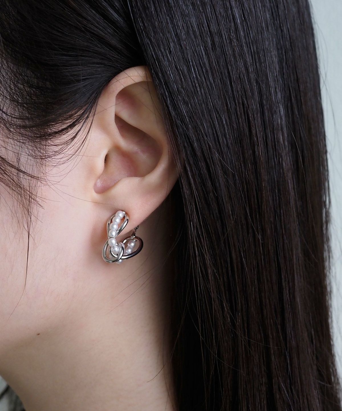 パールメタルフープイヤリング