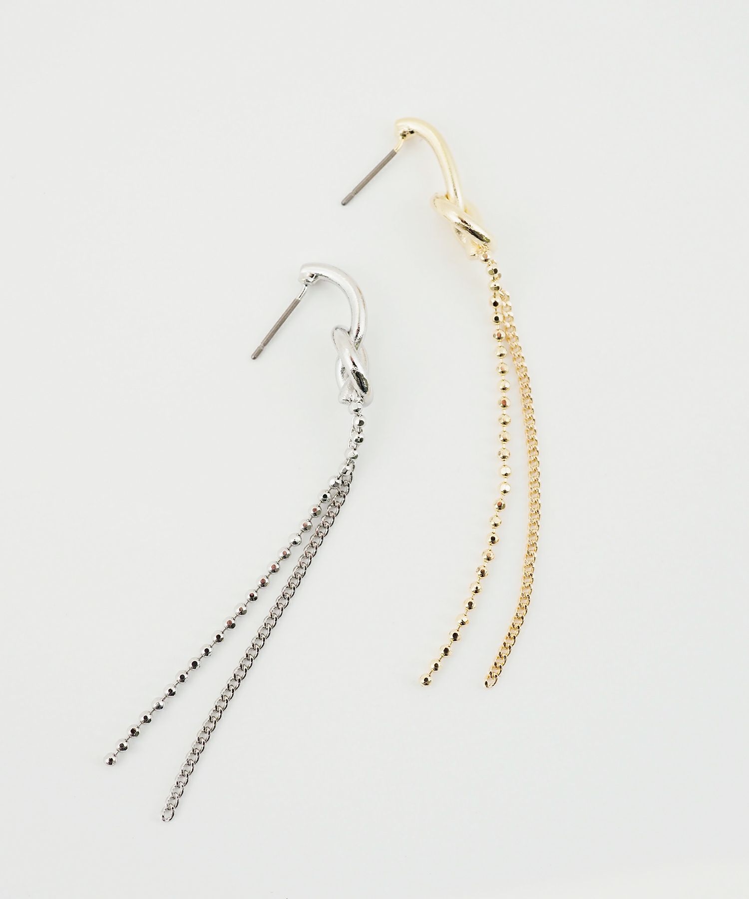 ノットチェーンチタンポストピアス