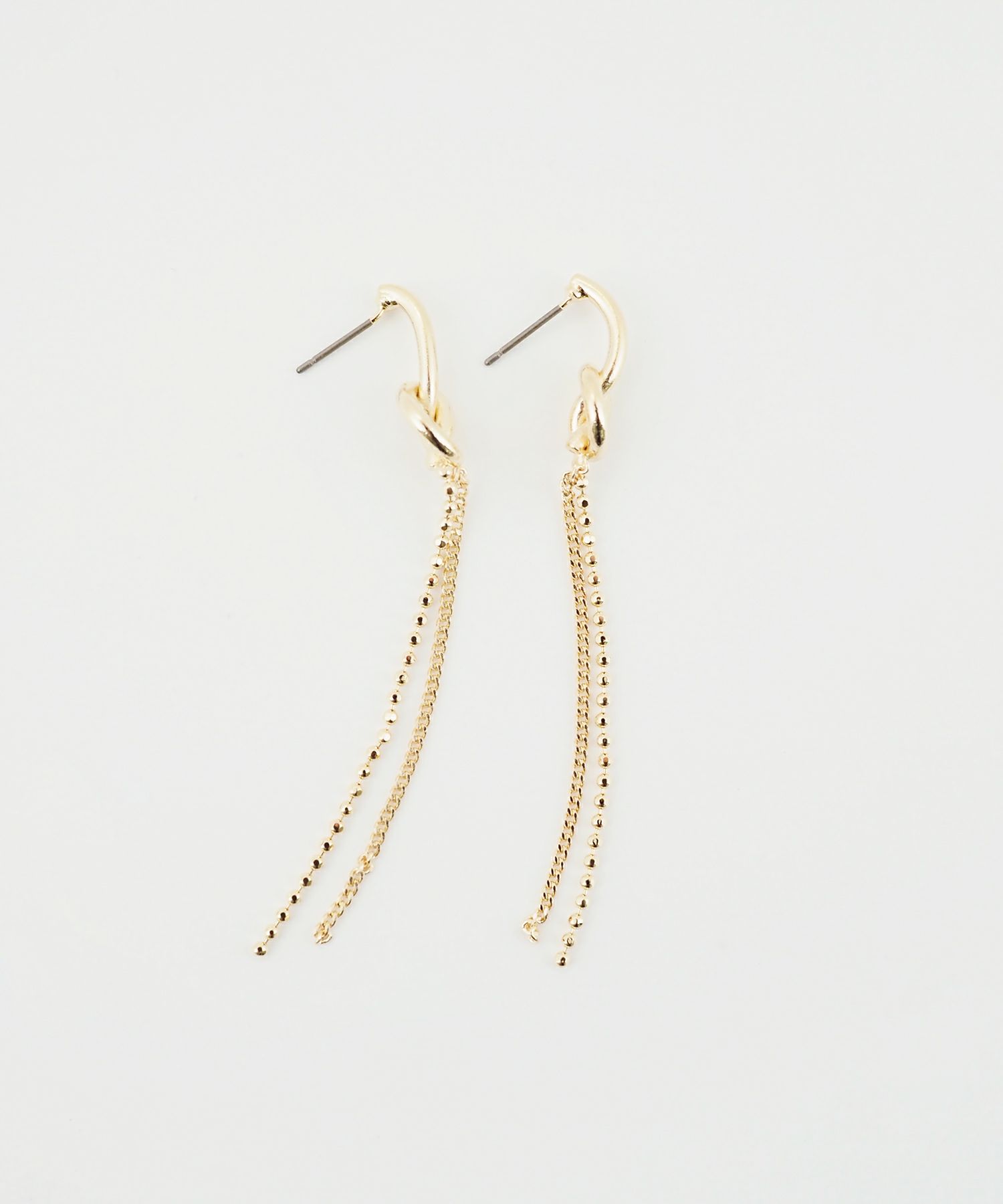 ノットチェーンチタンポストピアス