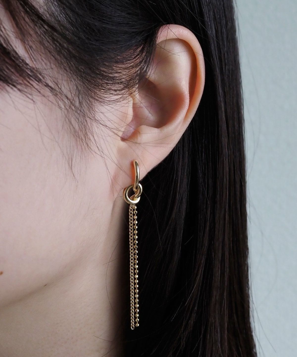 ノットチェーンチタンポストピアス