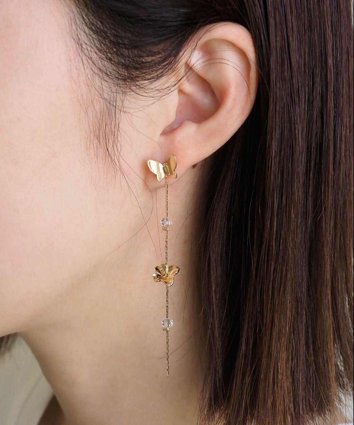 バタフライフラワー2wayチタンポストピアス