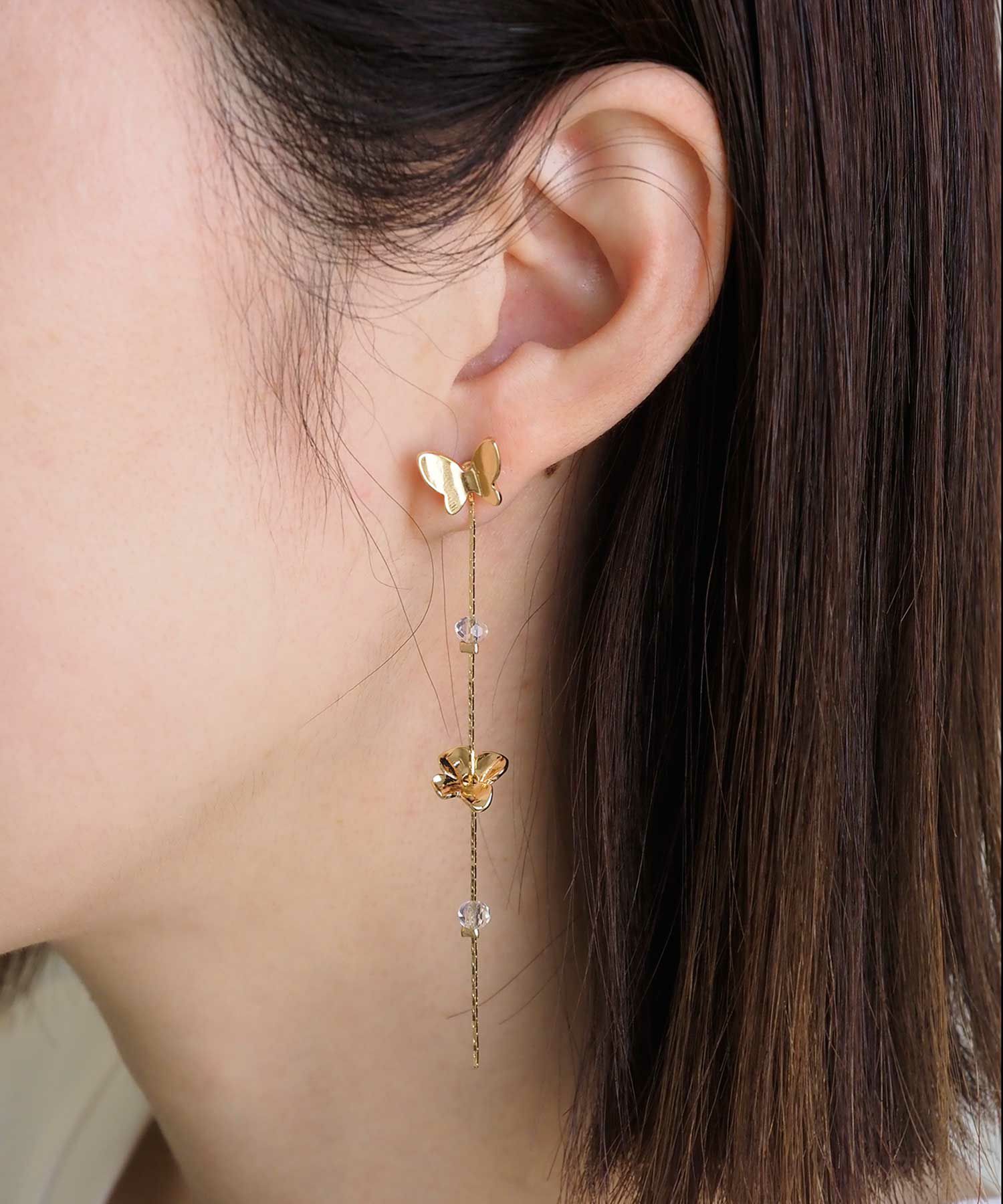 バタフライフラワー2wayチタンポストピアス