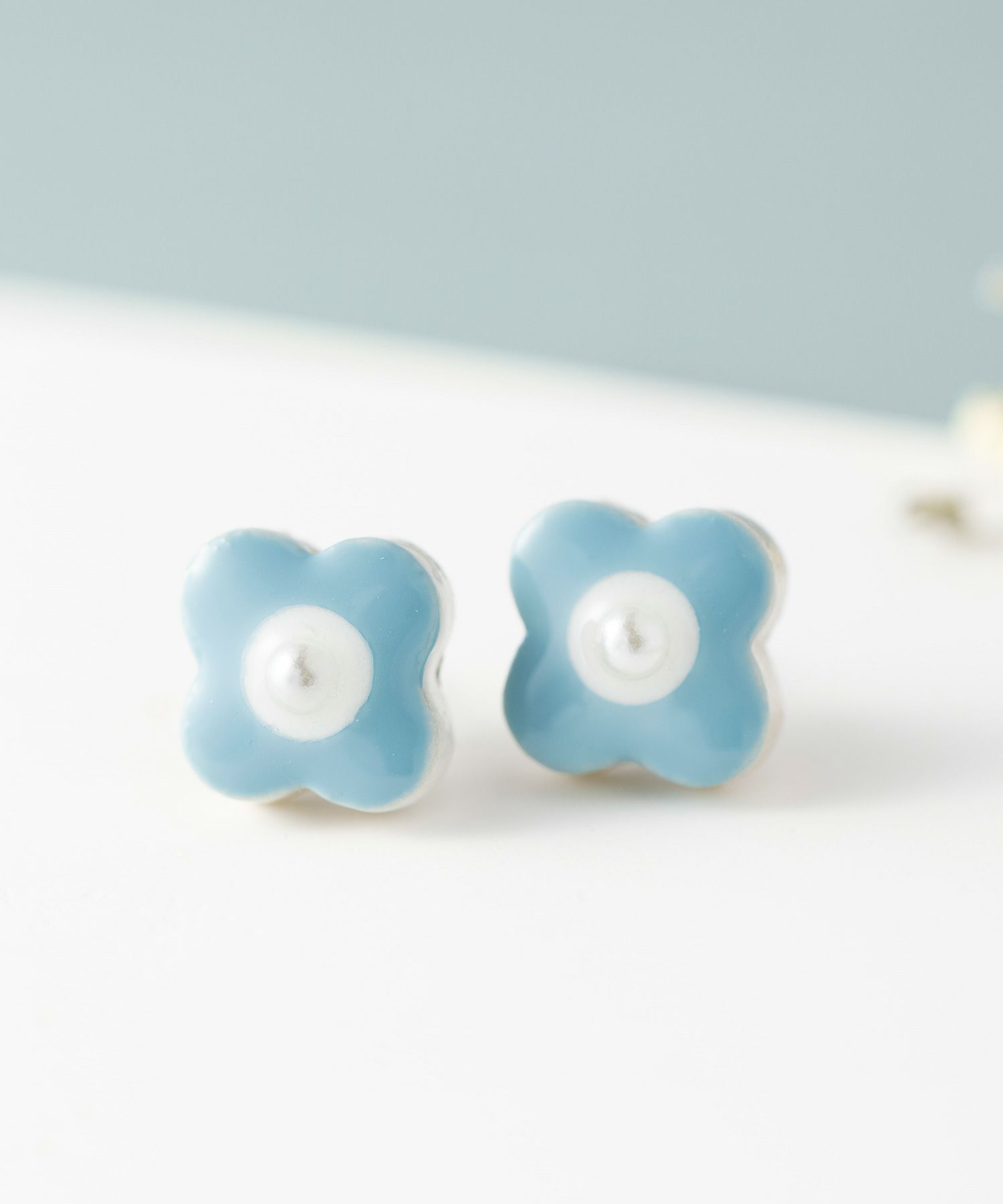 美濃焼陶器小花パールPOPカラーイヤリング【MIKELO】