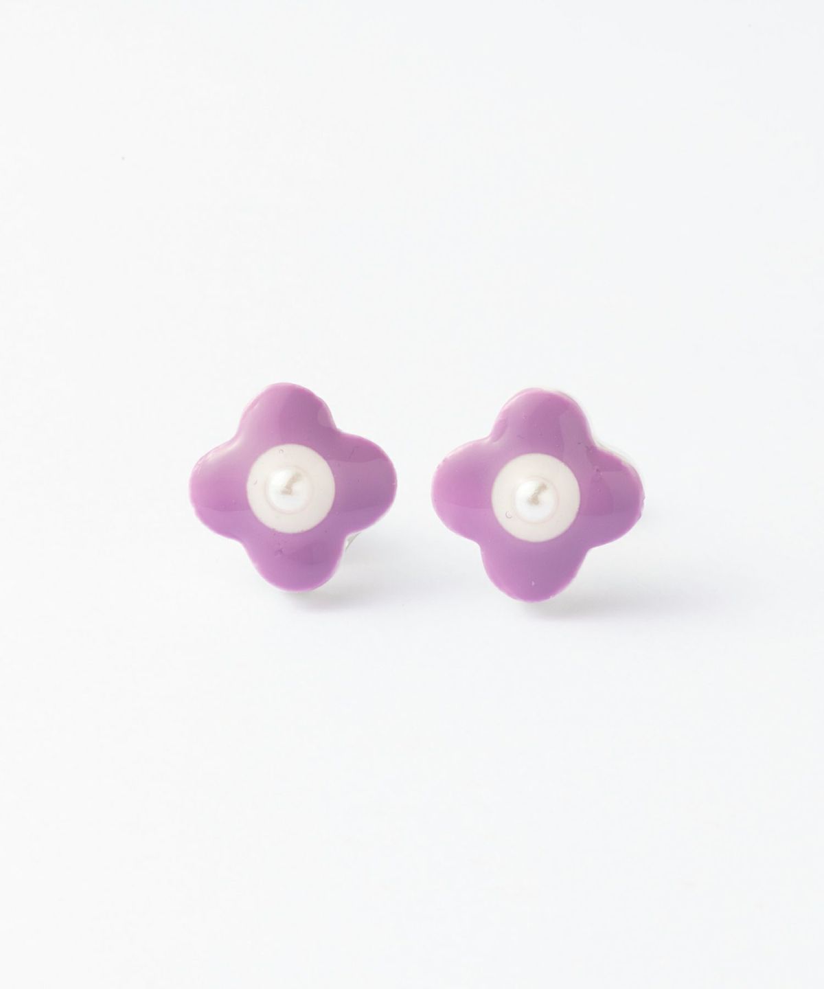 美濃焼陶器小花パールPOPカラーチタンポストピアス【MIKELO】
