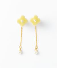 美濃焼陶器小花パール×チェーンチタンポストピアス【MIKELO】