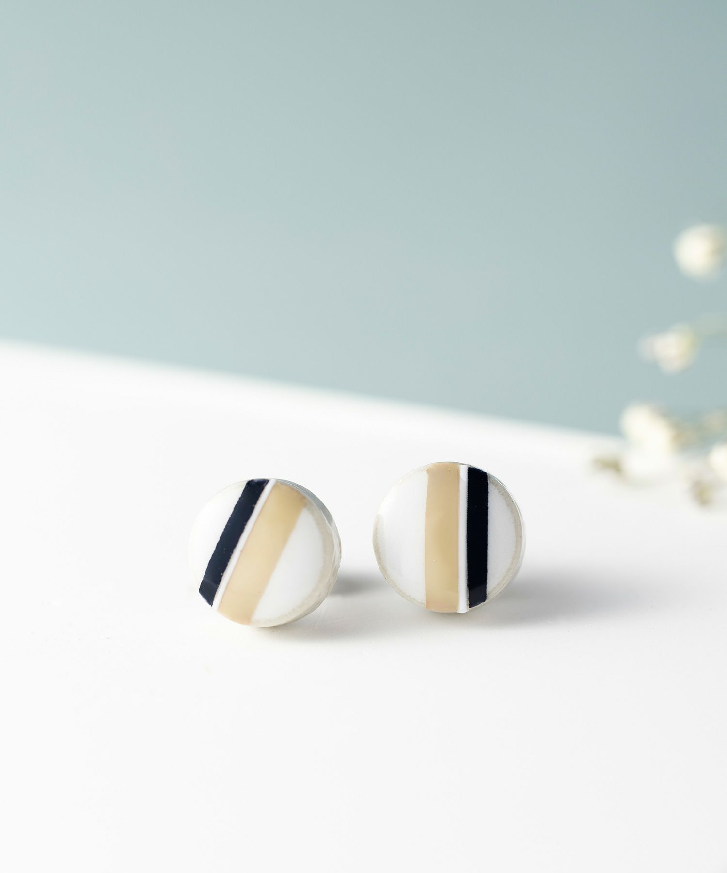 美濃焼陶器クラシックラインイヤリング(10mm)【MIKELO】