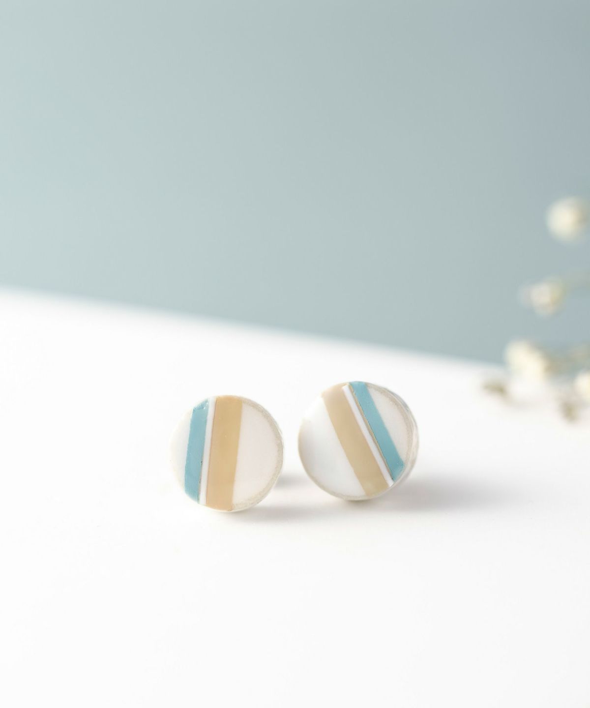 美濃焼陶器クラシックラインチタンポストピアス(10mm)【MIKELO】