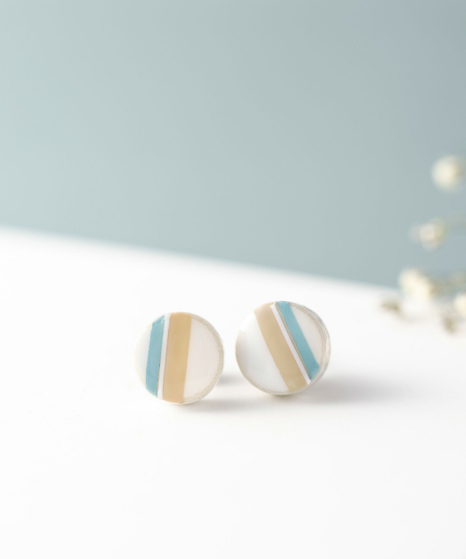 美濃焼陶器クラシックラインチタンポストピアス(10mm)【MIKELO】