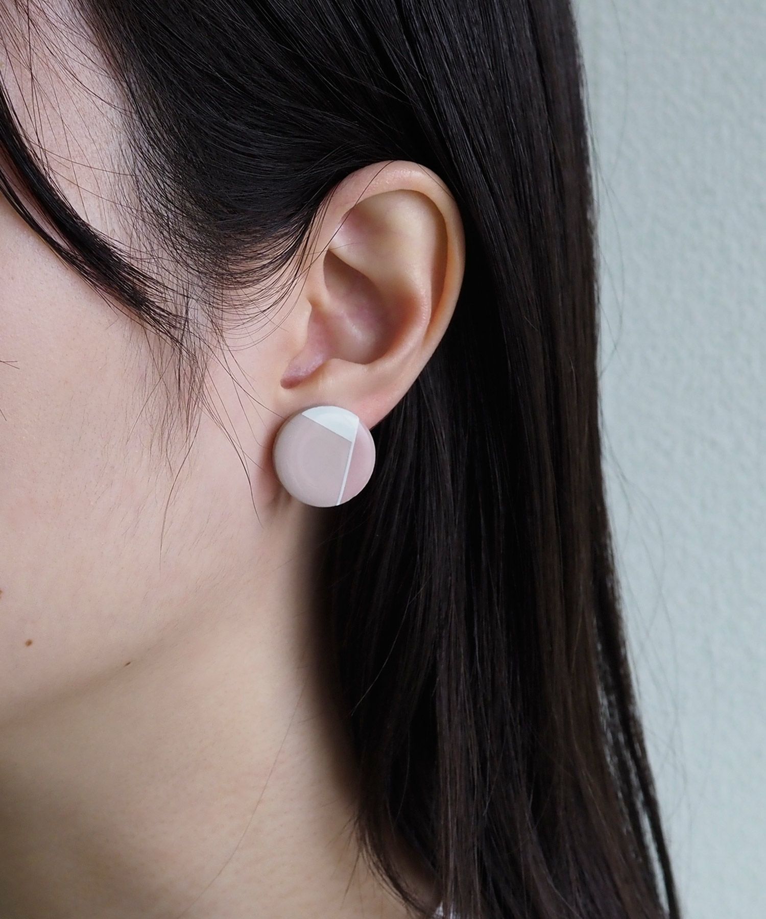 美濃焼陶器モダンラインチタンポストピアス【MIKELO】