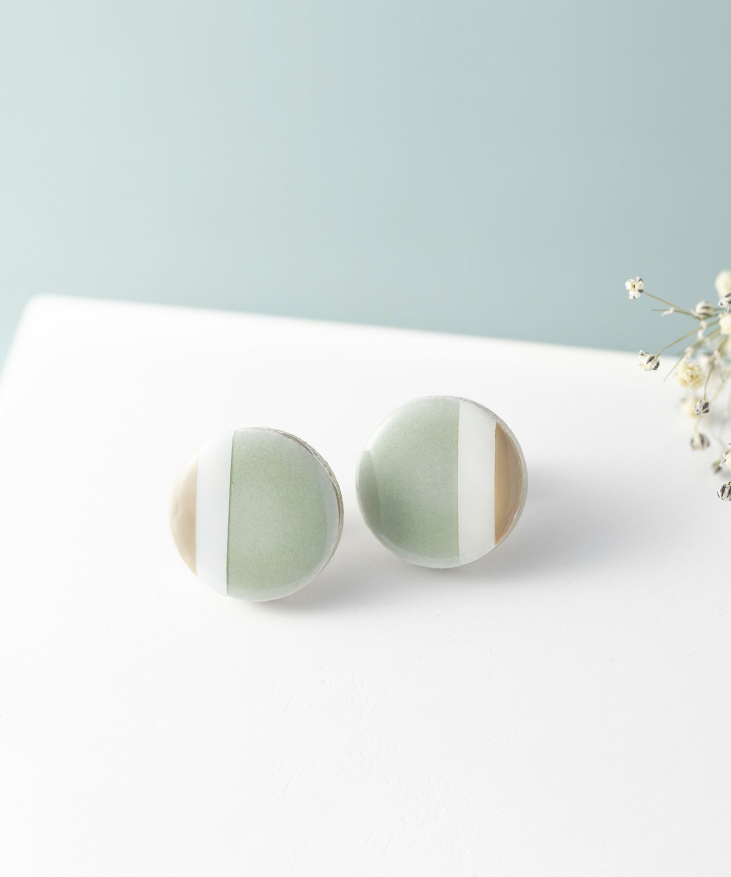 美濃焼陶器クラシックラインチタンポストピアス(19mm)【MIKELO】