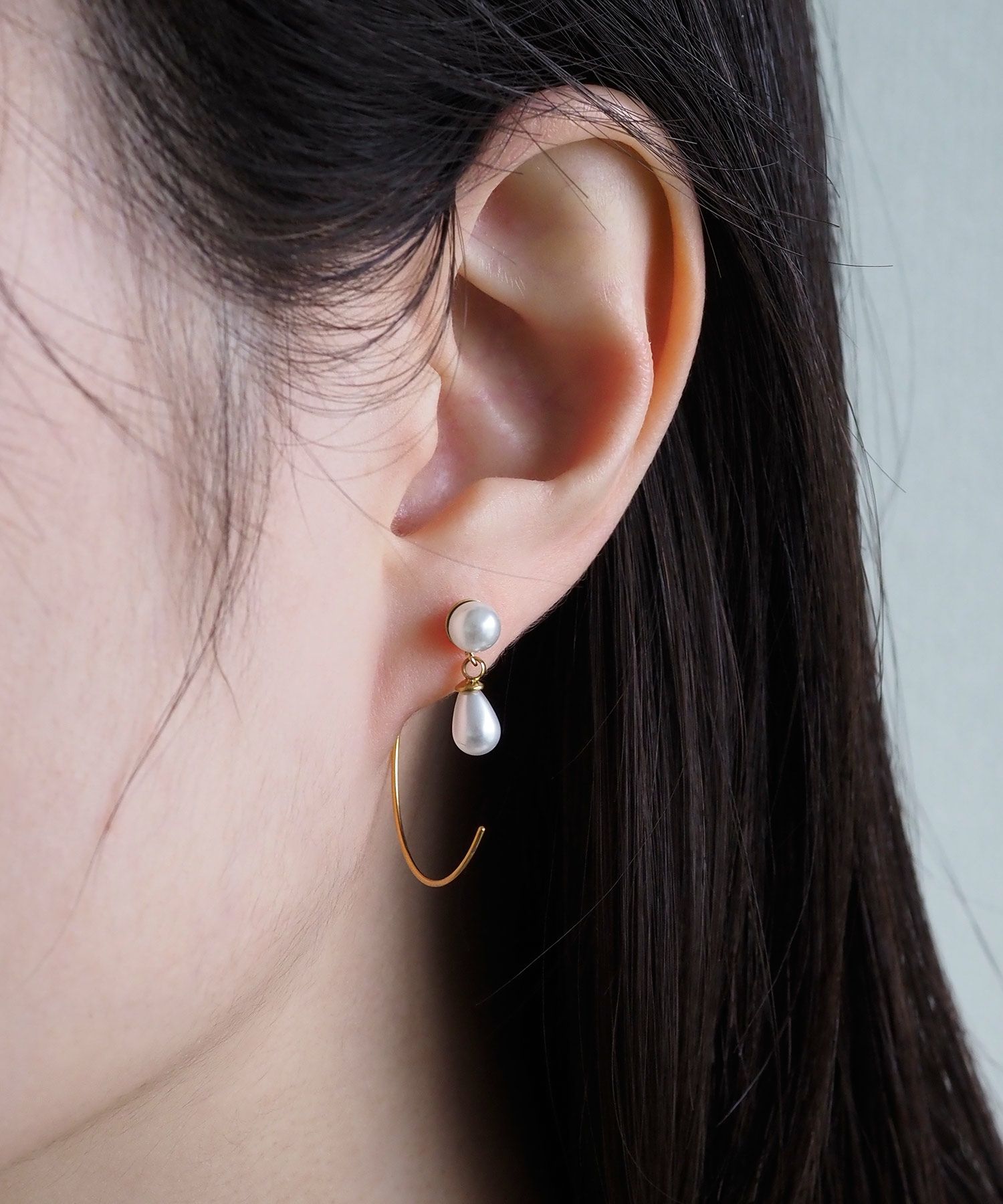 ラウンドパールフックサージカルステンレスピアス