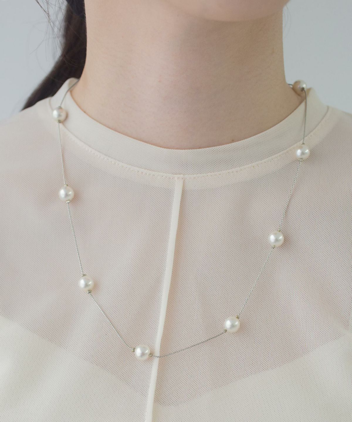 磨き貝パールステーションネックレス【JUNO PREMIUM】