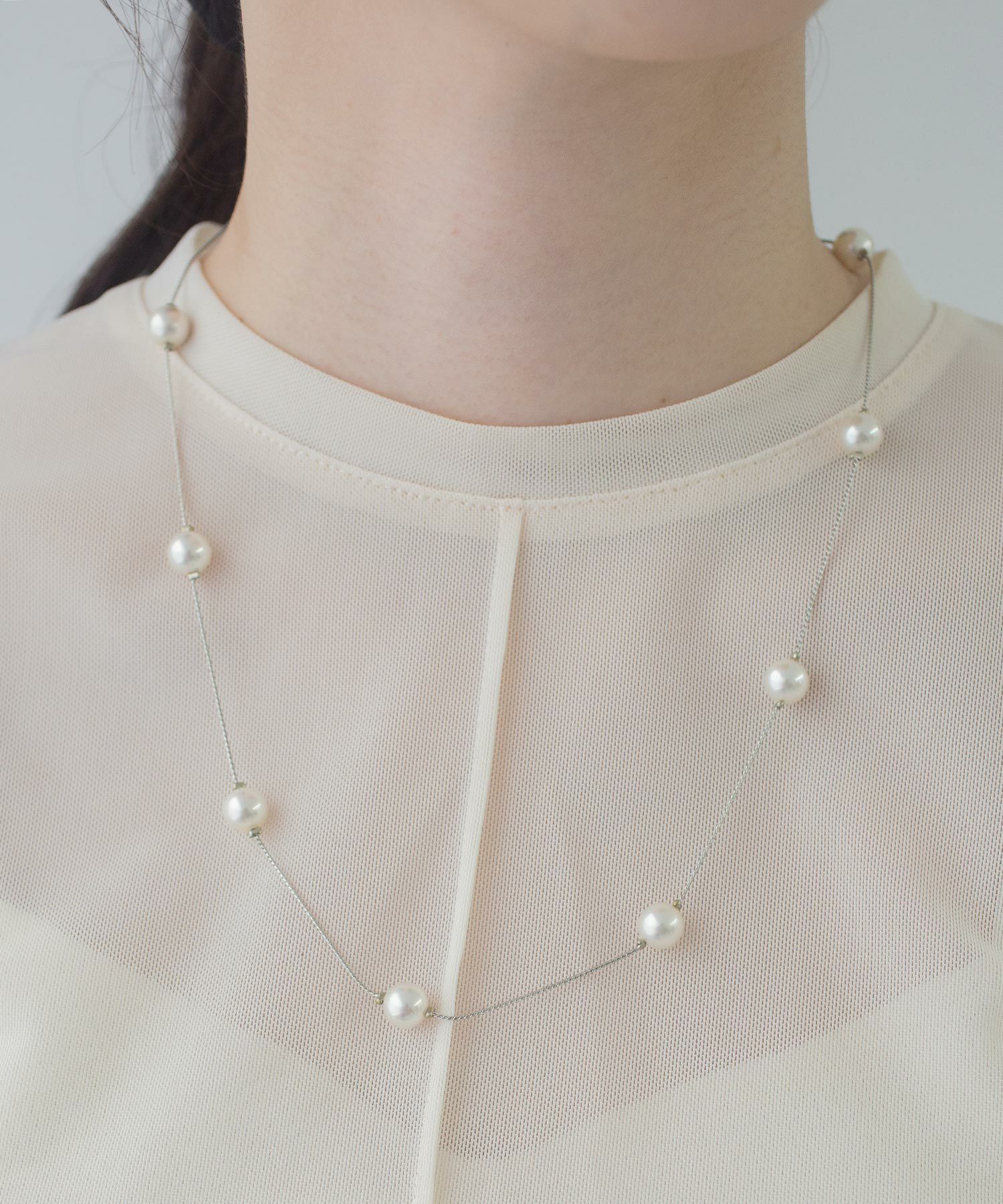 磨き貝パールステーションネックレス【JUNO PREMIUM】